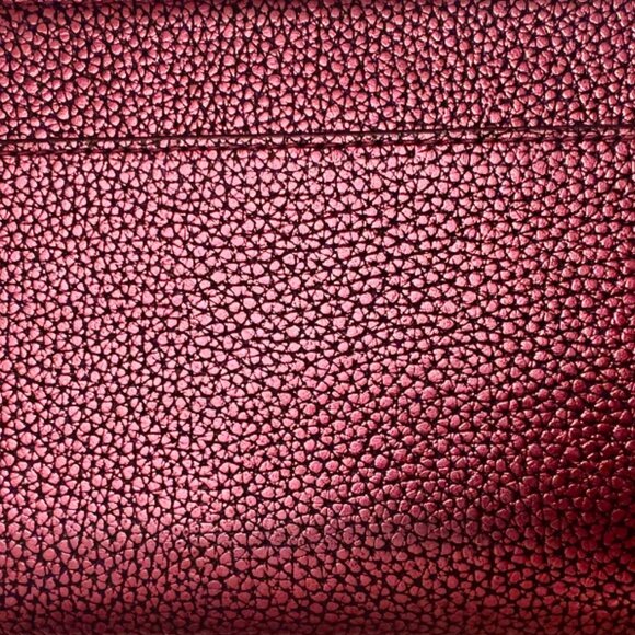 RARE COLOR! COACH Pink Metallic Pebble Leather Accordion Zip Wallet - Picture 8 of 11